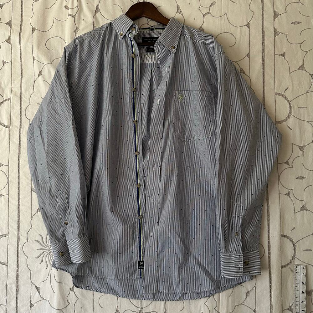 Ariat Pro Series Striped Western Button Down Shirt L